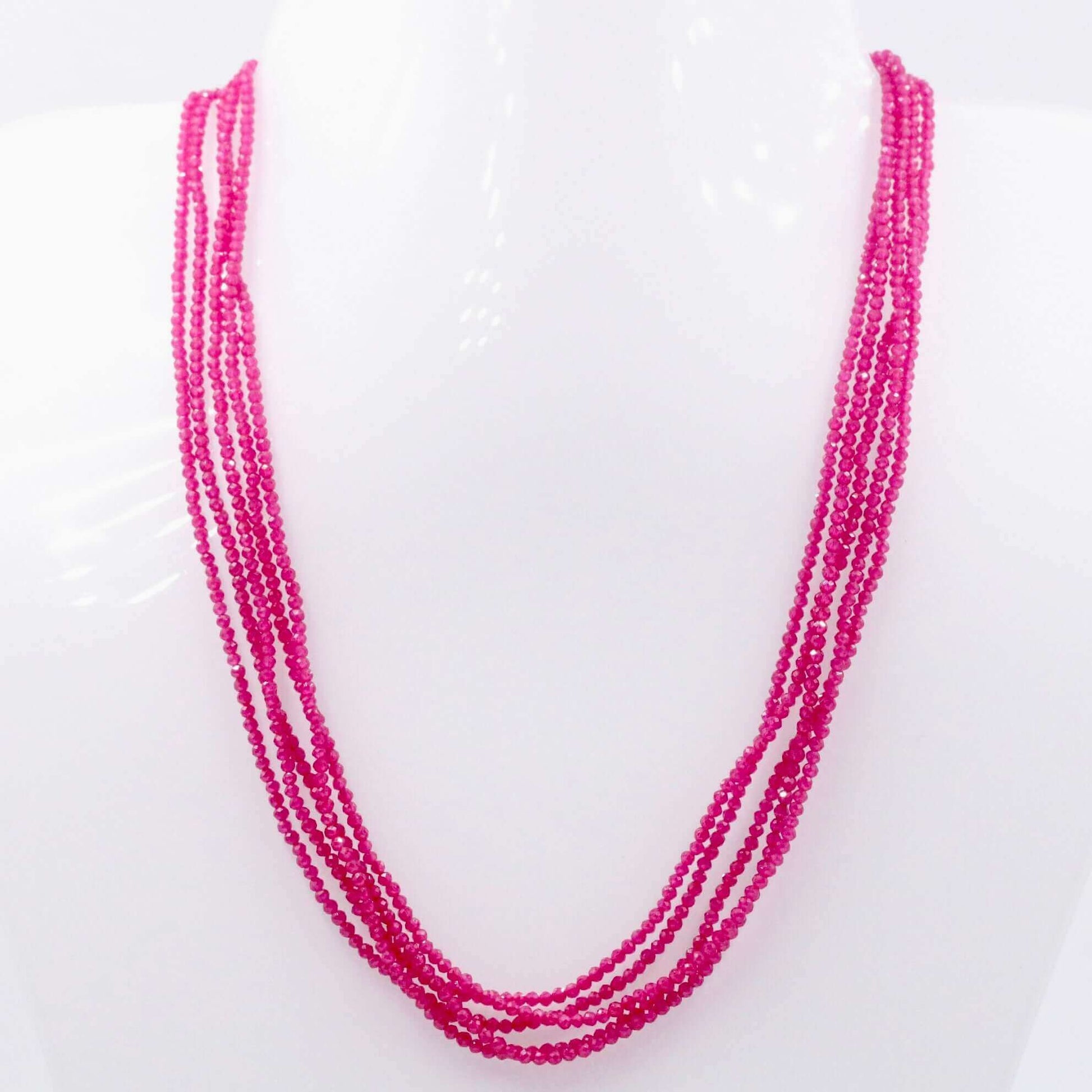 Fuchsia Ruby Beaded Necklace - Taj Mahal Gems