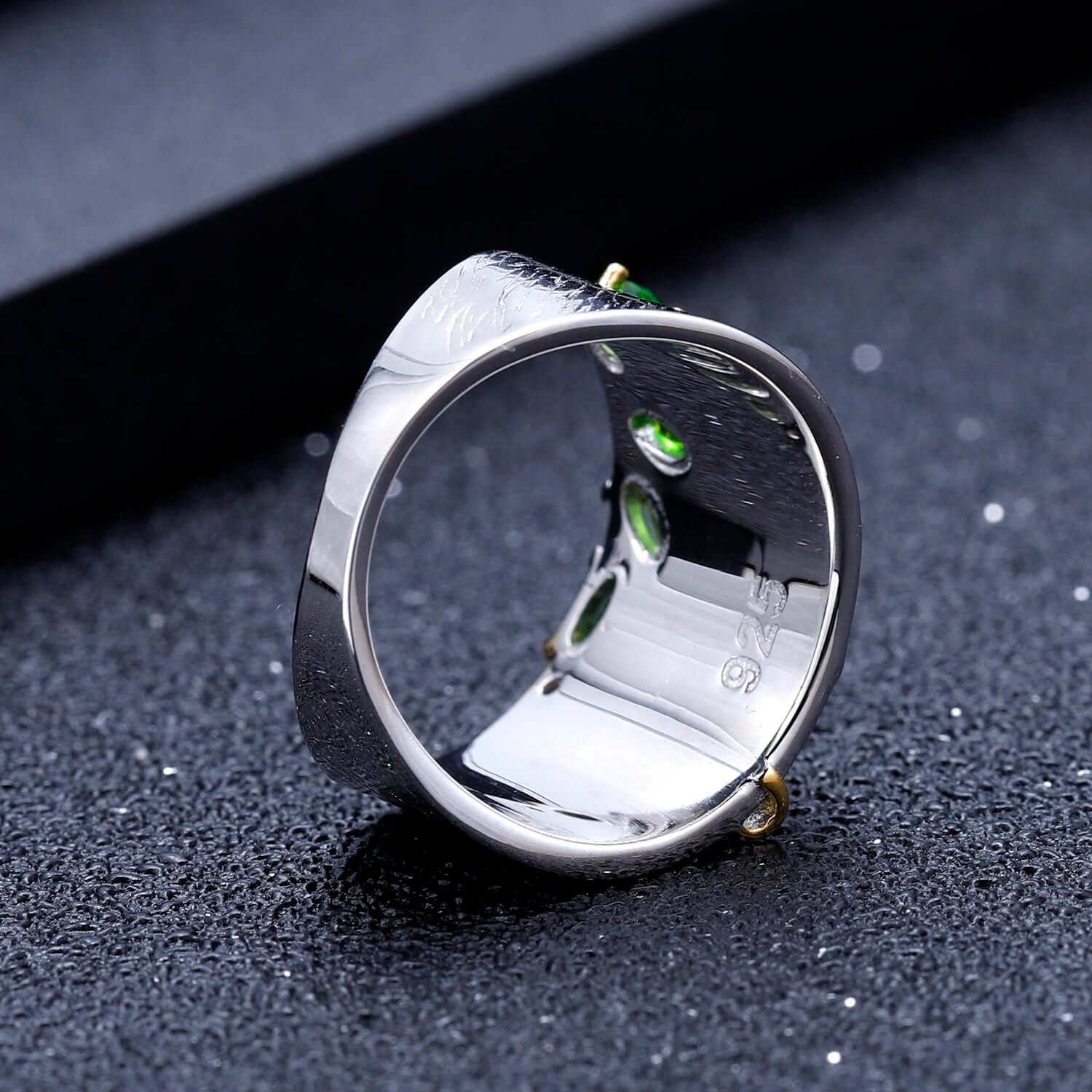 Gold Plated 925 Sterling Silver Topaz Chrome Diopside Multi - Gemstone Ring - Taj Mahal Gems