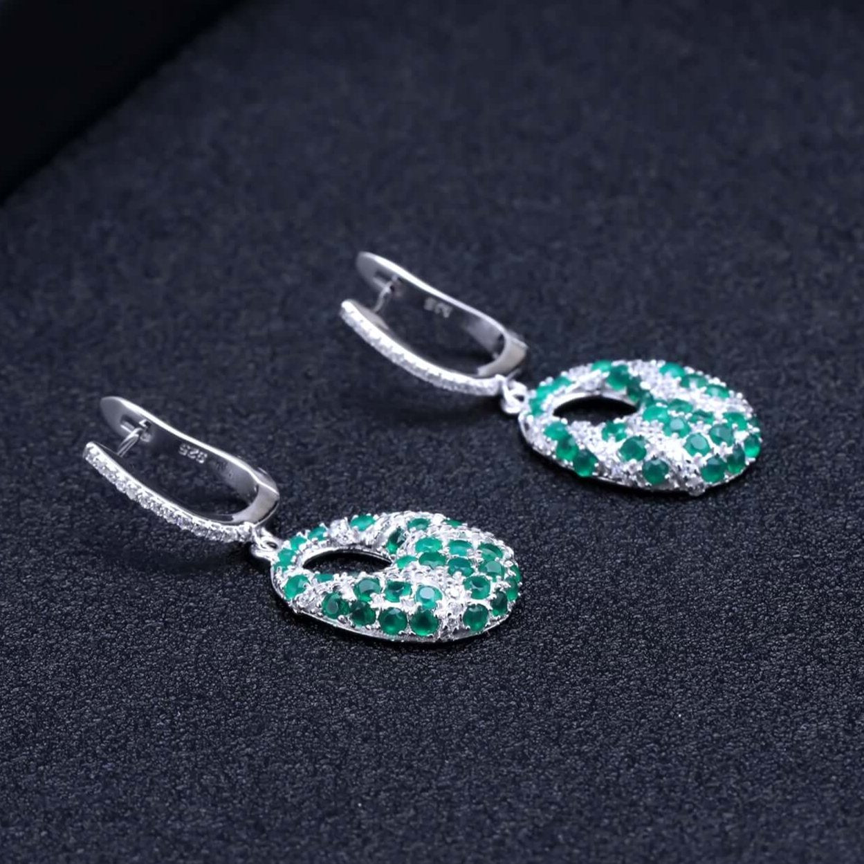 Green Agate Sterling Silver Earrings - Taj Mahal Gems