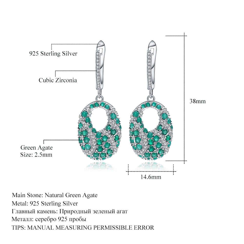 Green Agate Sterling Silver Earrings - Taj Mahal Gems
