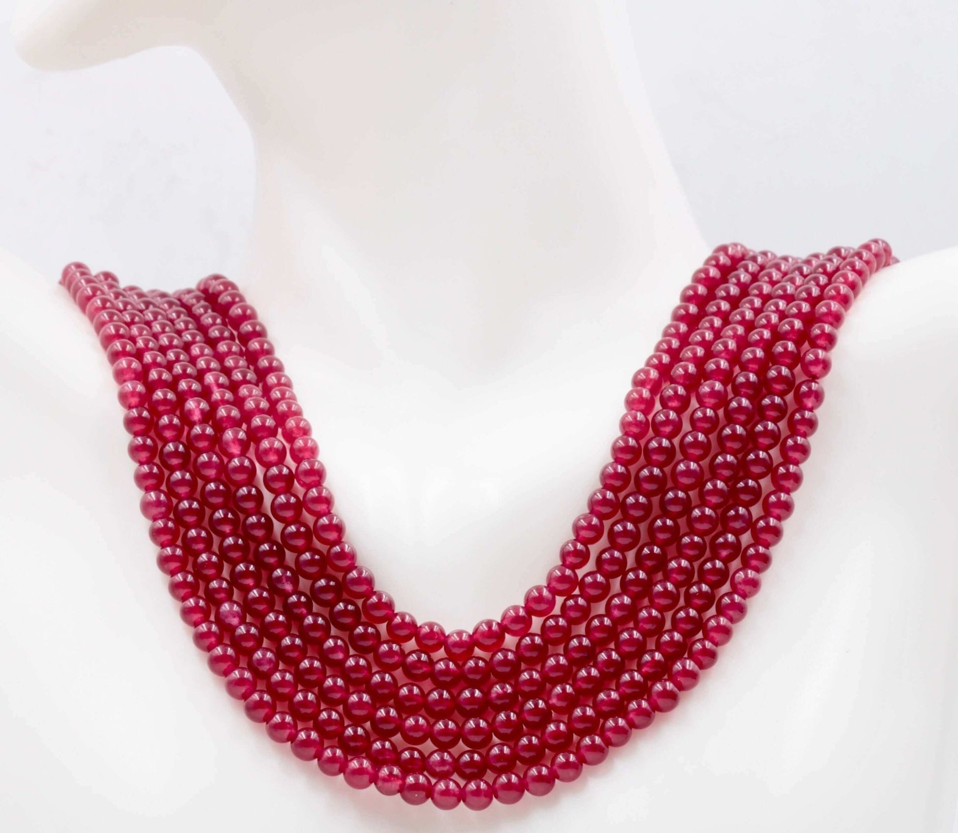 Green and Red Quartz Beads Strand - Taj Mahal Gems