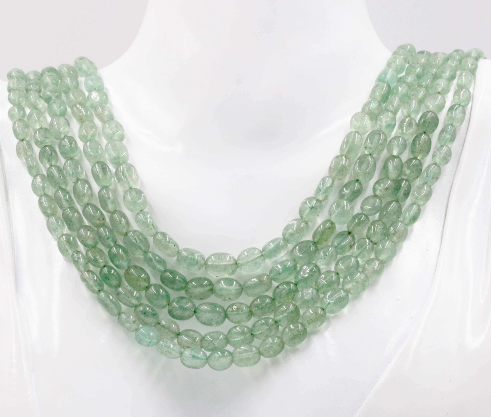 Green Aventurine Quartz Beaded Necklace - Taj Mahal Gems