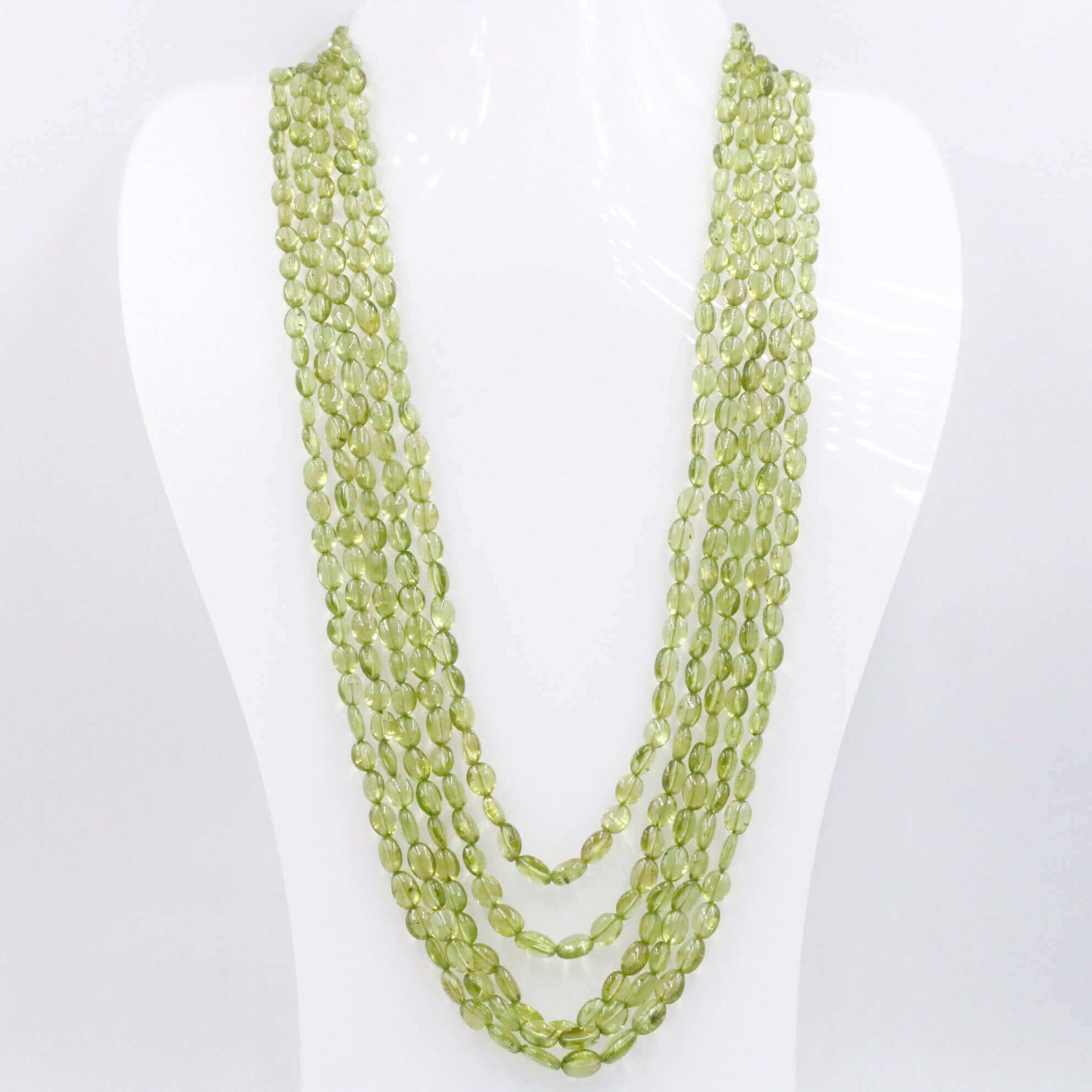 Green Natural Peridot Beaded Necklace - Taj Mahal Gems