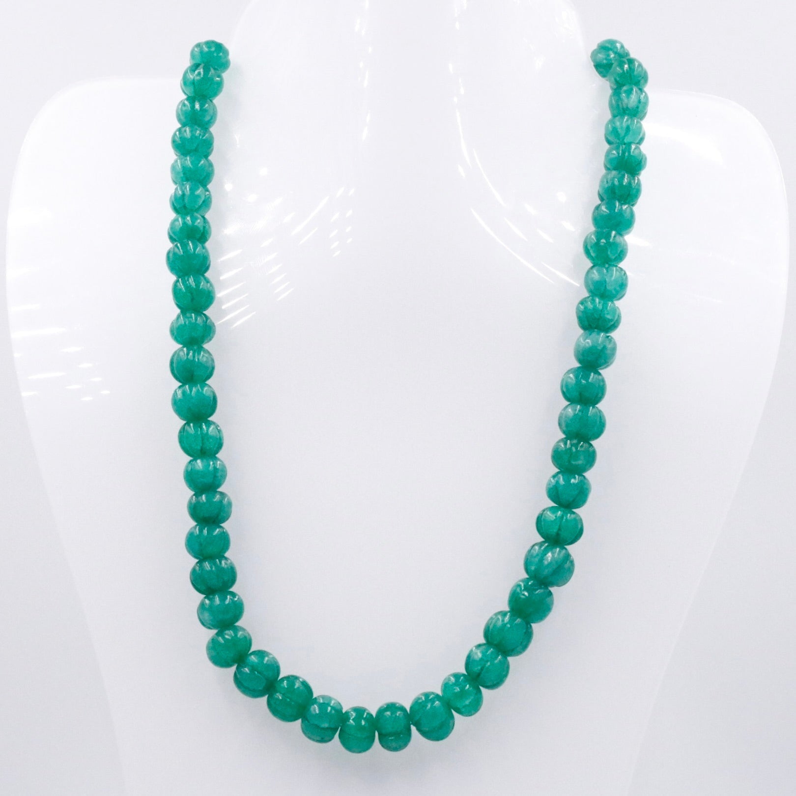 Green Quartz Pumpkin Beads Necklace - Taj Mahal Gems