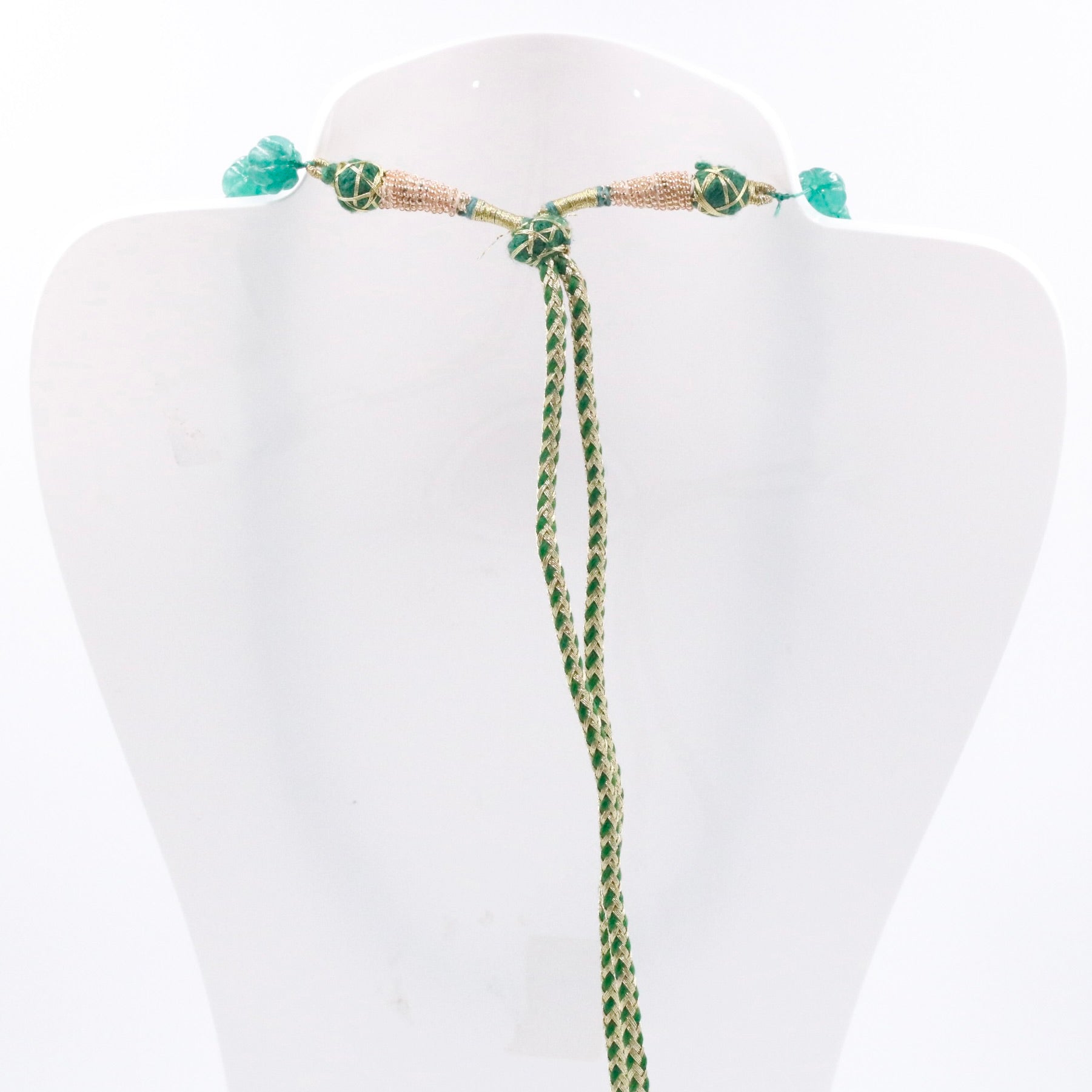 Green Quartz Pumpkin Beads Necklace - Taj Mahal Gems