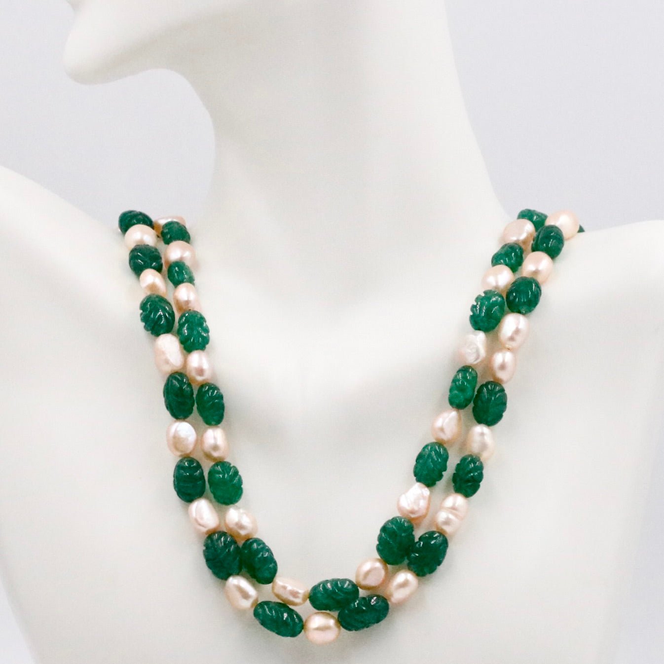Green Quartz with Pearl Necklace - Taj Mahal Gems