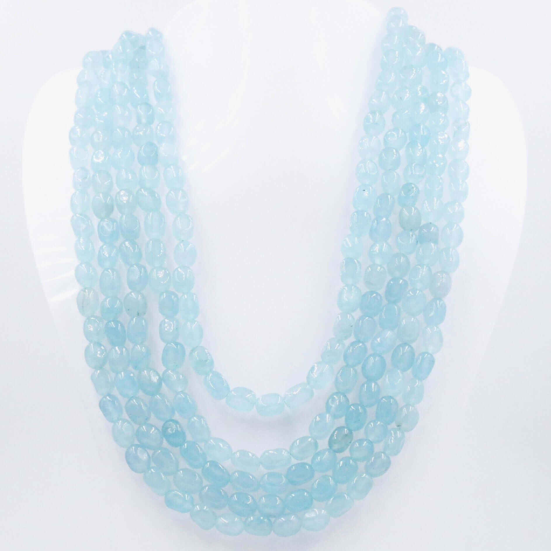 Icy Blue Quartz Beaded Necklace - Taj Mahal Gems