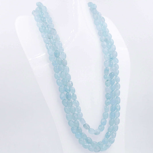 Icy Blue Quartz Beaded Necklace - Taj Mahal Gems