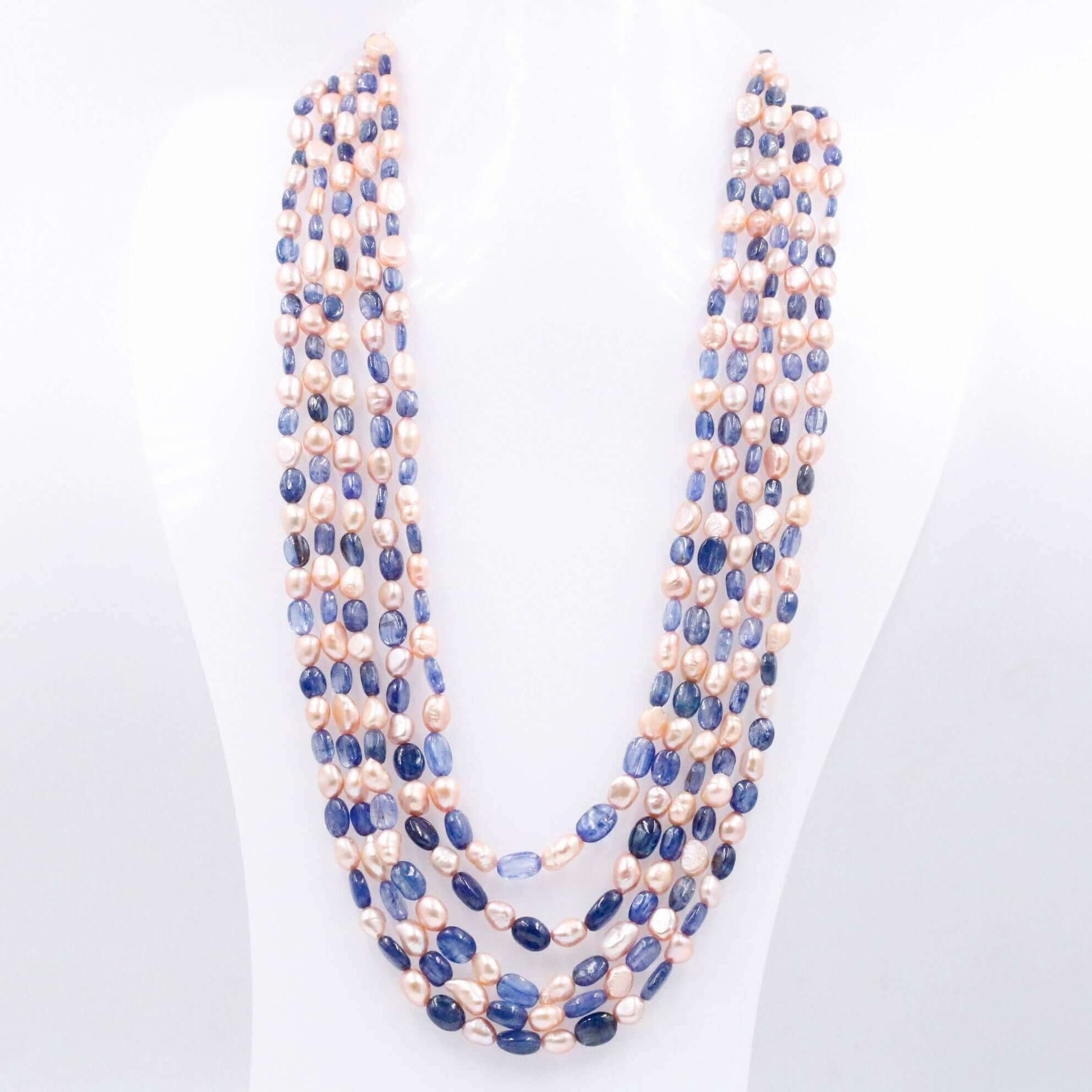 Kyanite with Freshwater Pearl Necklace - Taj Mahal Gems