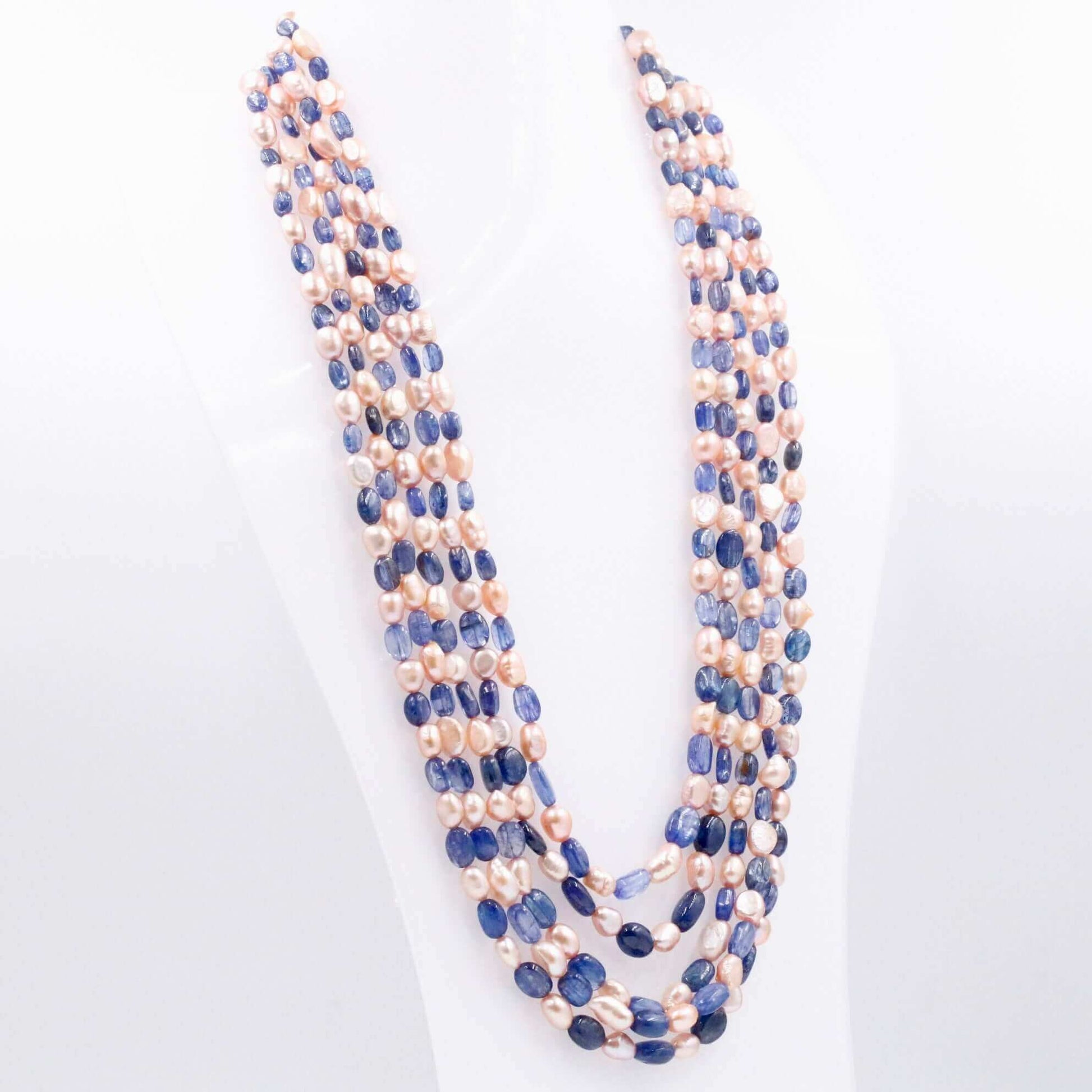 Kyanite with Freshwater Pearl Necklace - Taj Mahal Gems