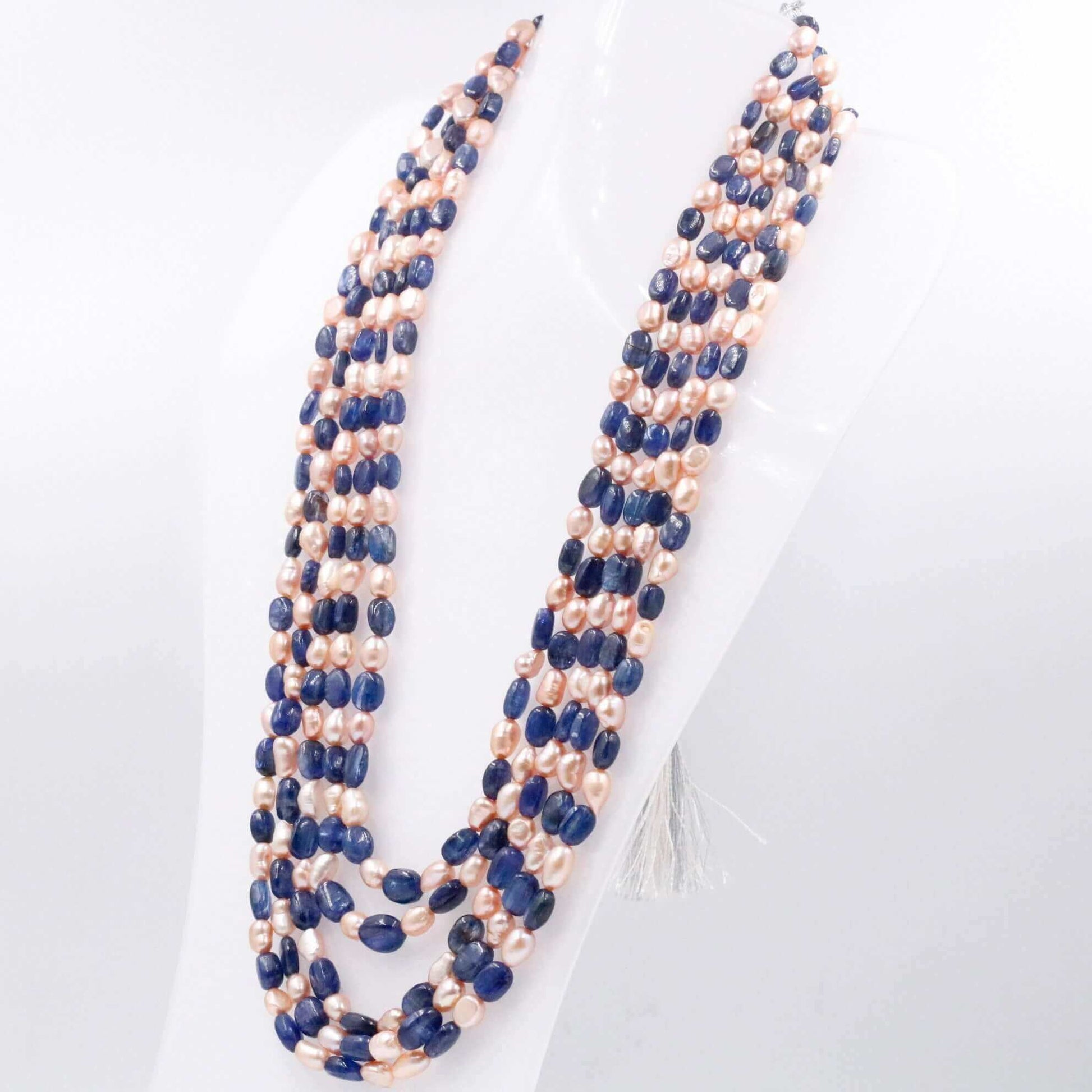 Kyanite with Freshwater Pearl Necklace - Taj Mahal Gems