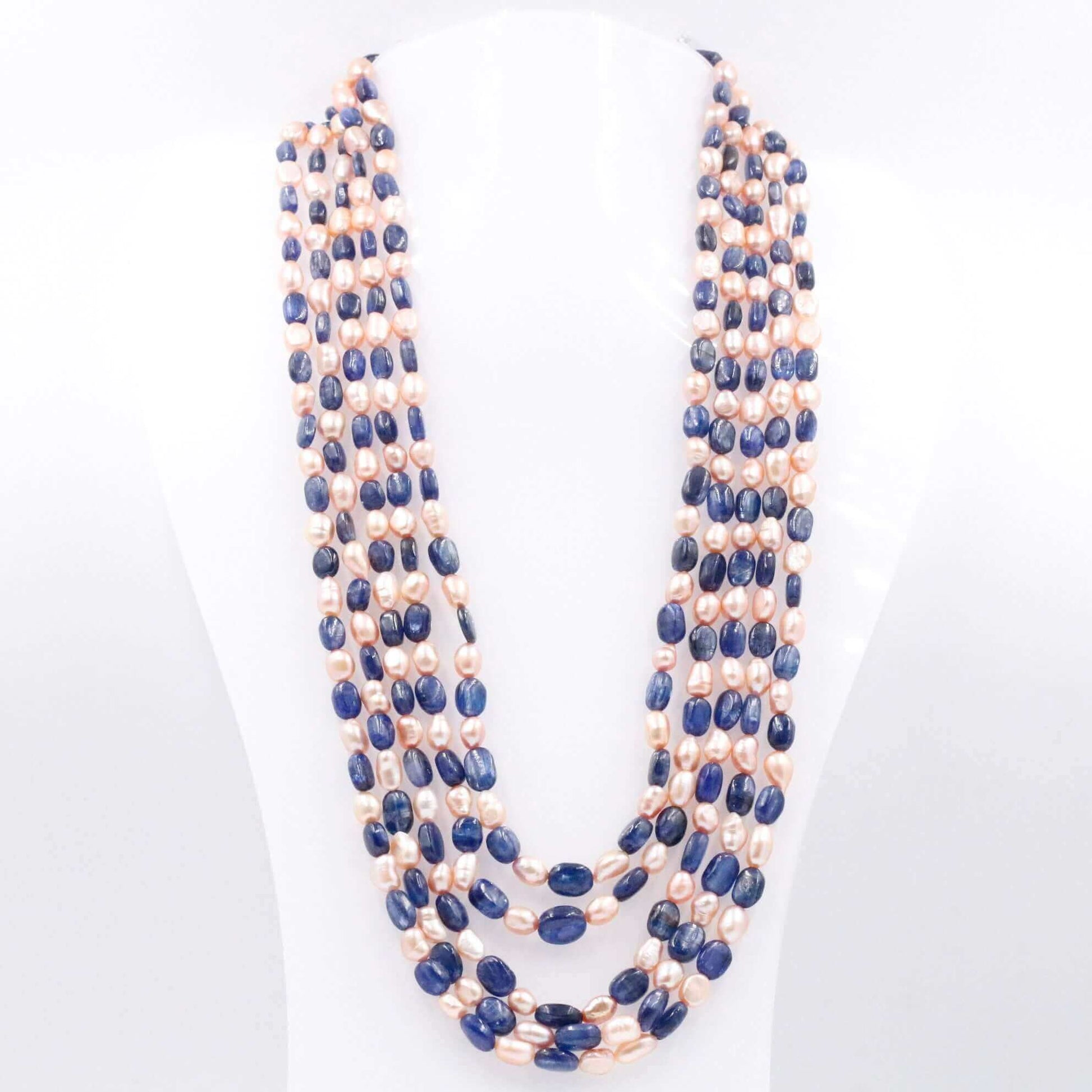 Kyanite with Freshwater Pearl Necklace - Taj Mahal Gems
