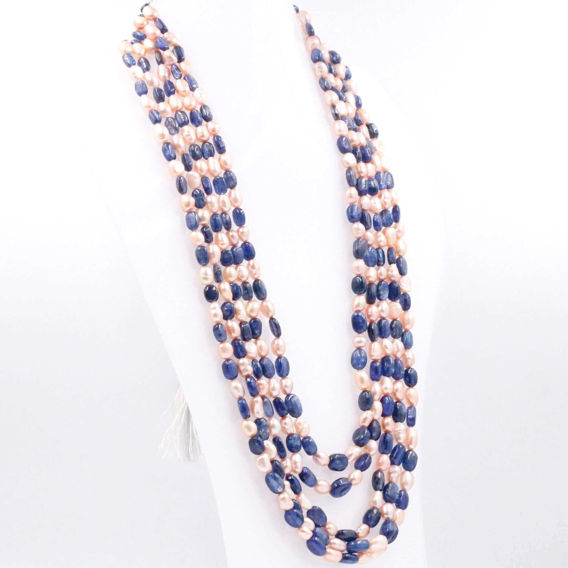 Kyanite with Freshwater Pearl Necklace - Taj Mahal Gems