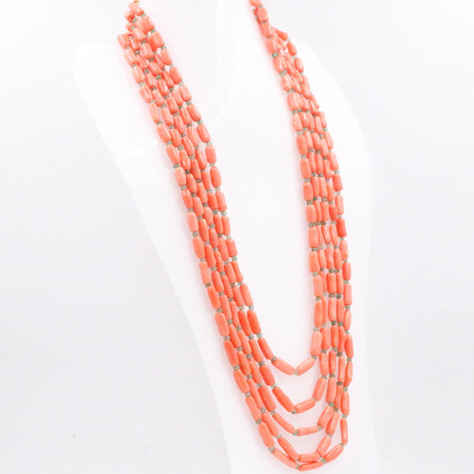 Layered Coral with Quartz Necklace - Taj Mahal Gems