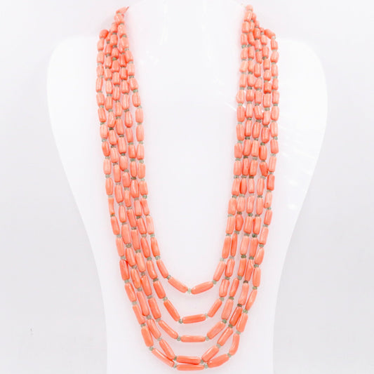 Layered Coral with Quartz Necklace - Taj Mahal Gems