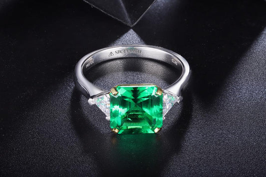 Luxury Two - Tone Emerald Ring - Taj Mahal Gems