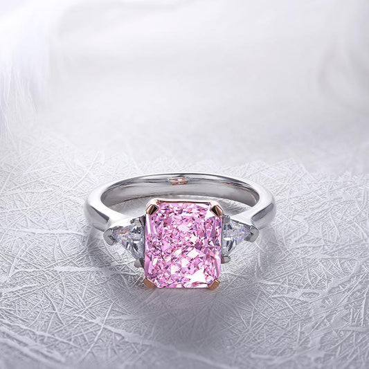 Luxury Womens Halo Ring - Pink Yellow Colorless Gems - Taj Mahal Gems