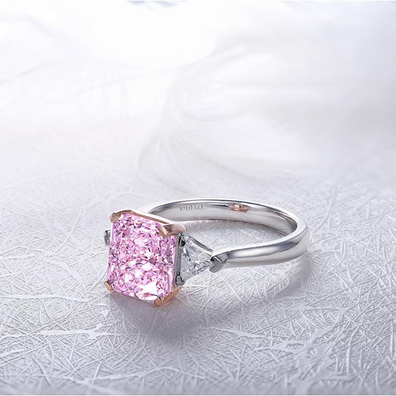 Luxury Womens Halo Ring - Pink Yellow Colorless Gems - Taj Mahal Gems
