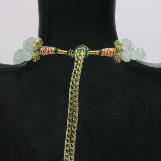 Mint Green Quartz Pumpkin Beads Necklace - Taj Mahal Gems