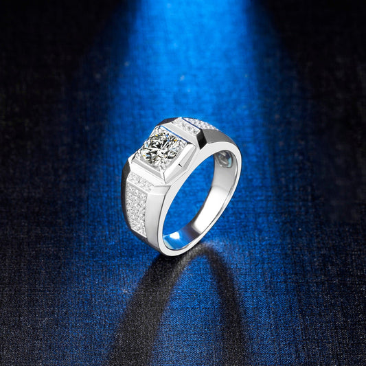 Moissanite Men's Solitaire Ring - Taj Mahal Gems