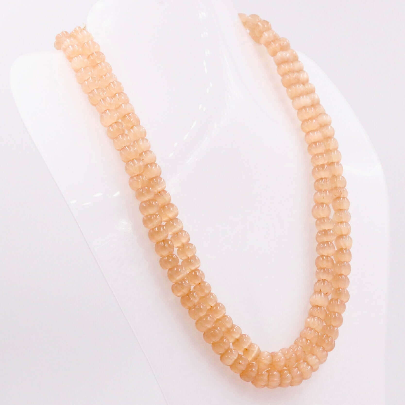 Mona Lisa Quartz Pumpkin Beads Necklace - Taj Mahal Gems