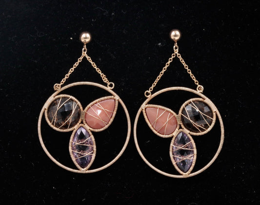 Multi - Color Gemstone Gold Earrings - Taj Mahal Gems