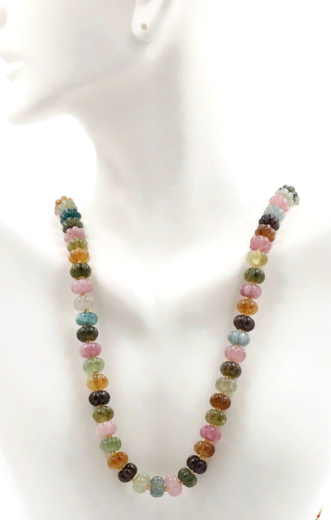 Multi Color Jade Pumpkin Beads Necklace - Taj Mahal Gems
