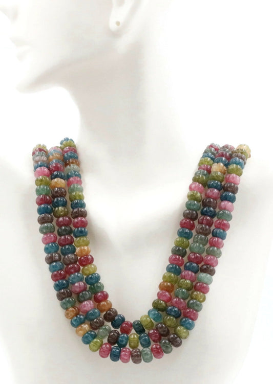 Multi - Color Jade Pumpkin Necklace - Taj Mahal Gems