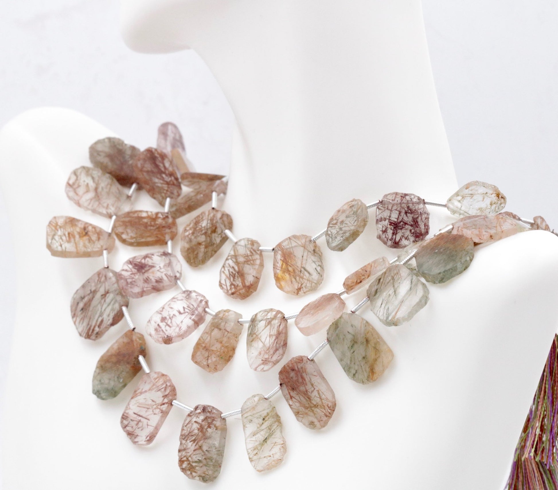 Multi Color Natural Rutile Quartz Necklace - Taj Mahal Gems