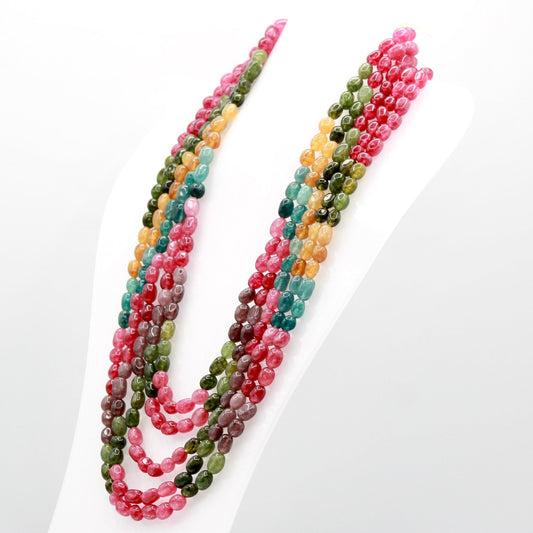Multi Color Quartz Necklace, layered necklace with vibrant quartz beads in various colors.