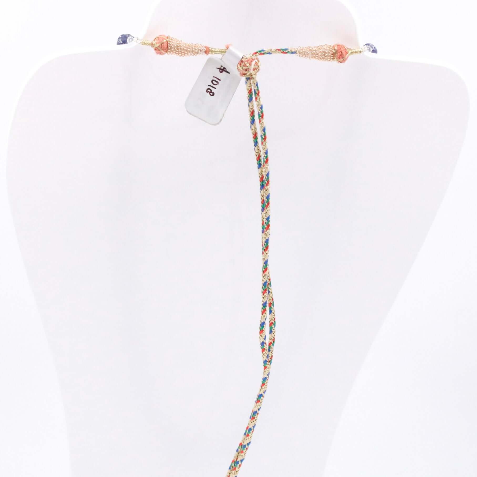 Multi - Color Sapphire Pumpkin Necklace - Taj Mahal Gems