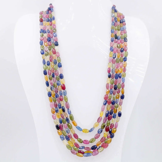 Multi - Color Sapphire Ruby Necklace - Taj Mahal Gems