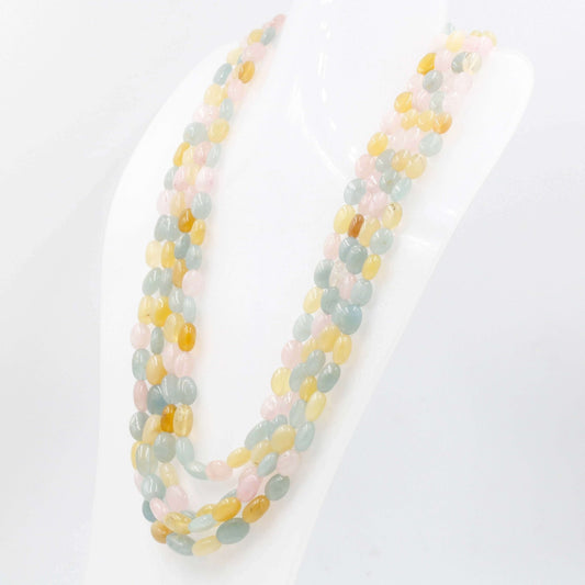 Multi Gemstone Necklace - Aquamarine Morganite Heliodor Yellow Beryl - Taj Mahal Gems