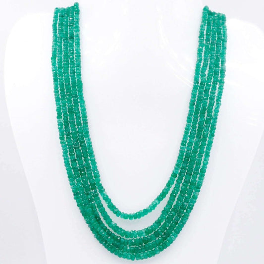 Multi Strand Emerald Beaded Necklace - Taj Mahal Gems