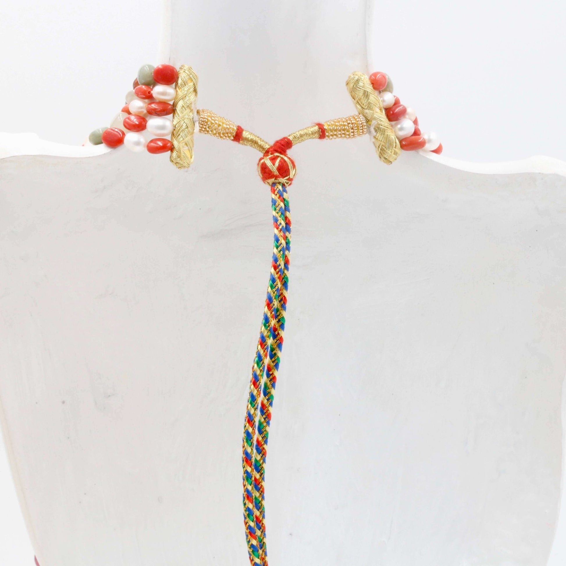 Multi Strand Navratna Beaded Necklace - Taj Mahal Gems