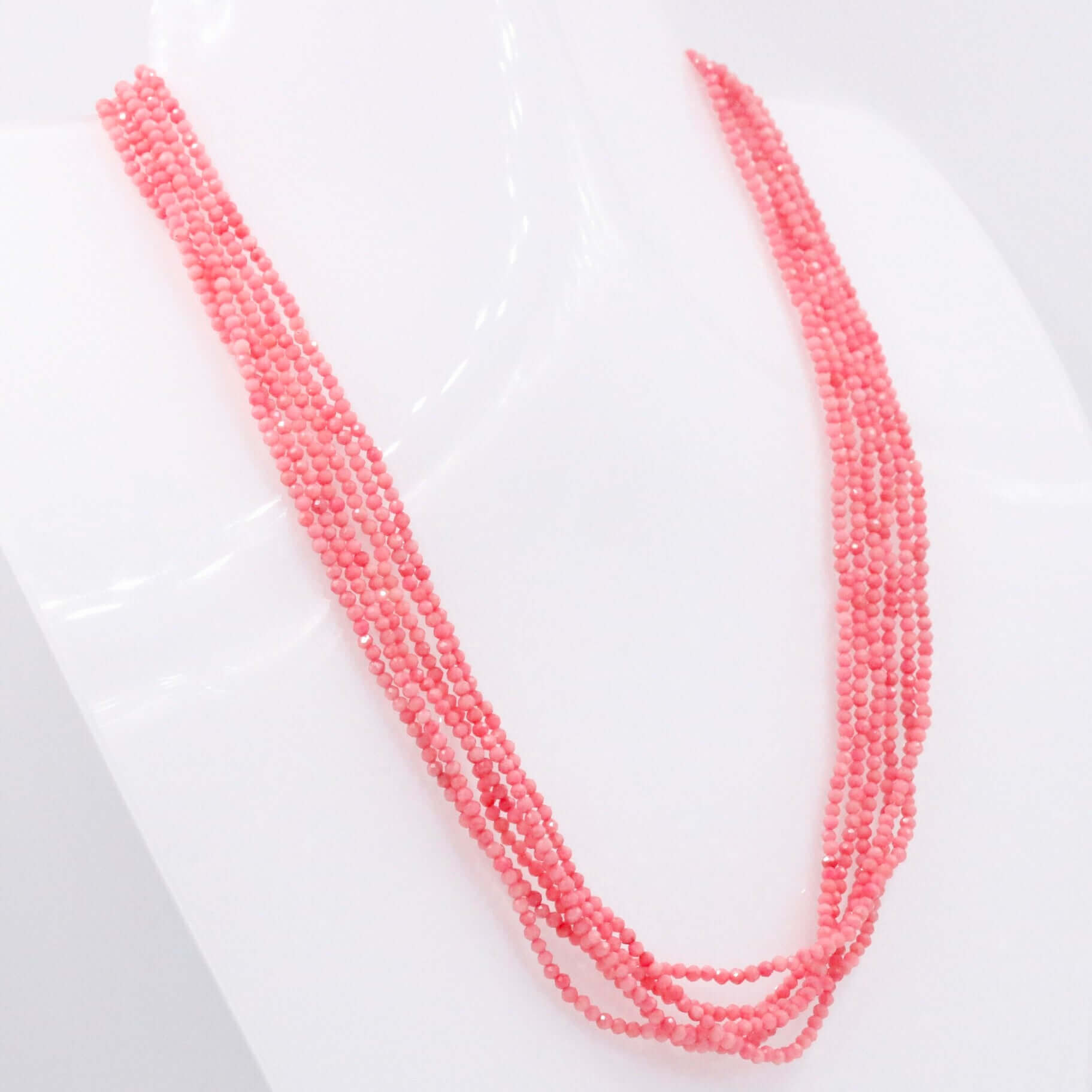 Multi - Strand Pink Coral Necklace - Taj Mahal Gems