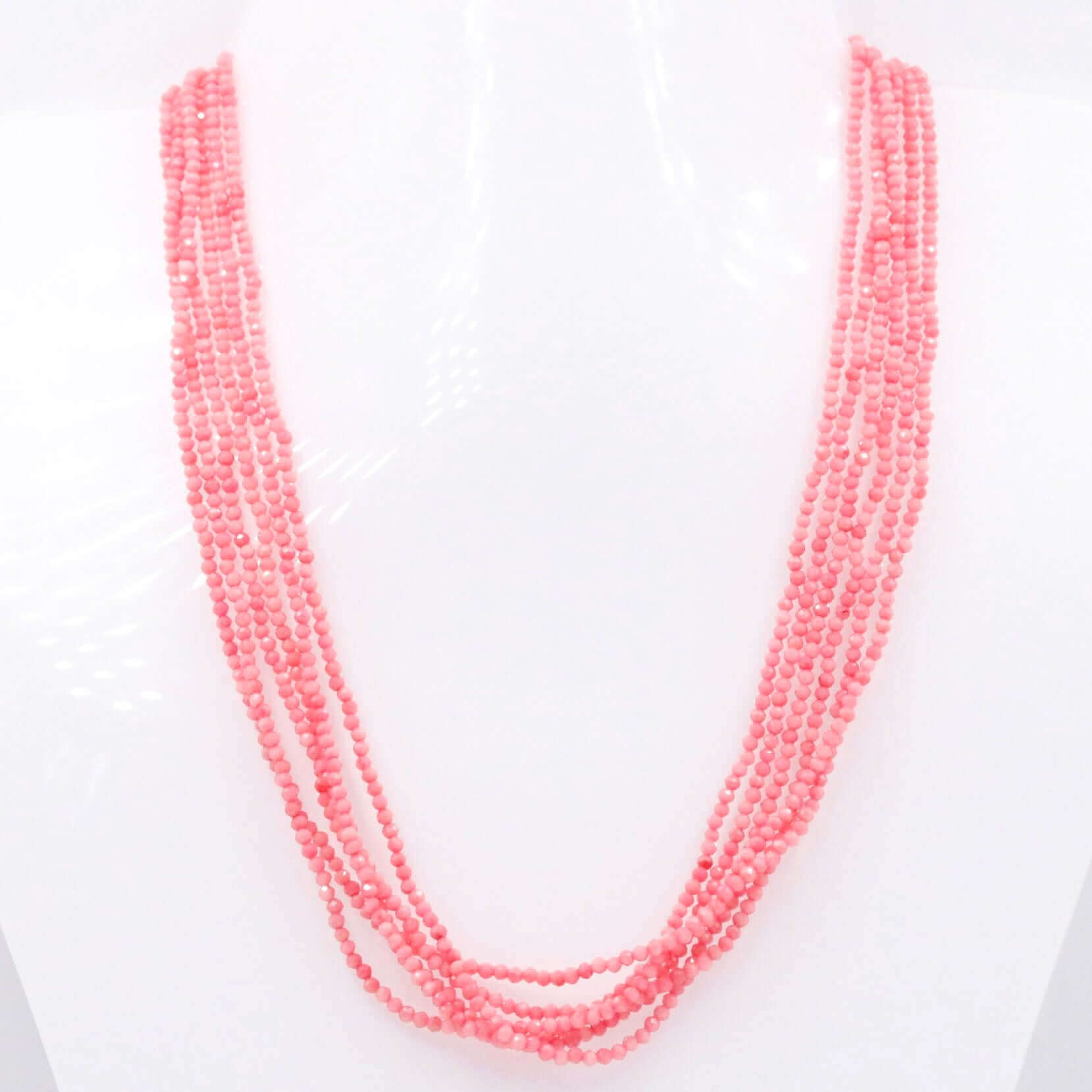 Multi - Strand Pink Coral Necklace - Taj Mahal Gems