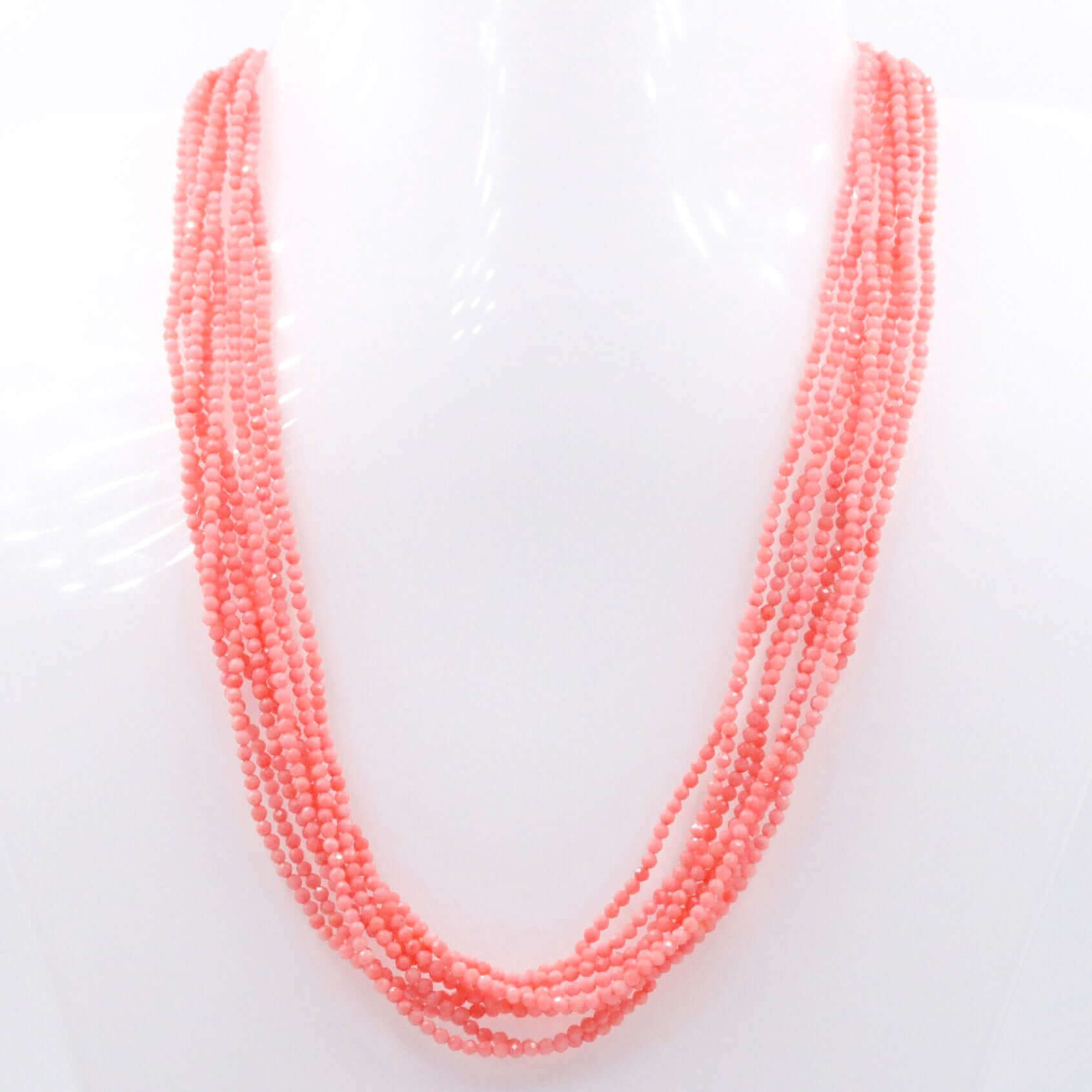 Multi - Strand Pink Coral Necklace - Taj Mahal Gems