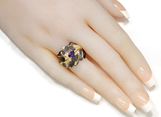 Natural Amethyst Leaf Ring - Taj Mahal Gems