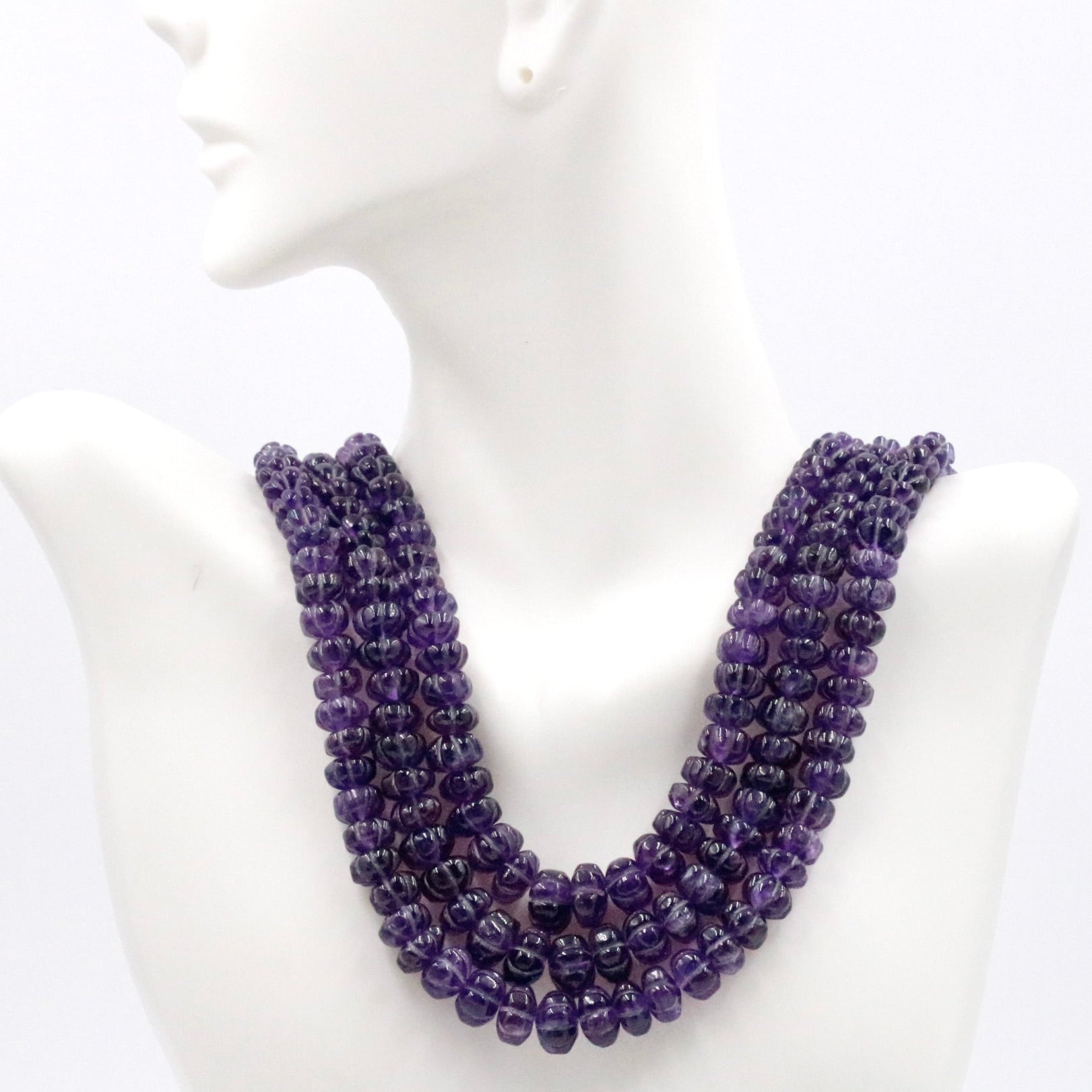 Natural Amethyst Pumpkin Beads Necklace - Taj Mahal Gems