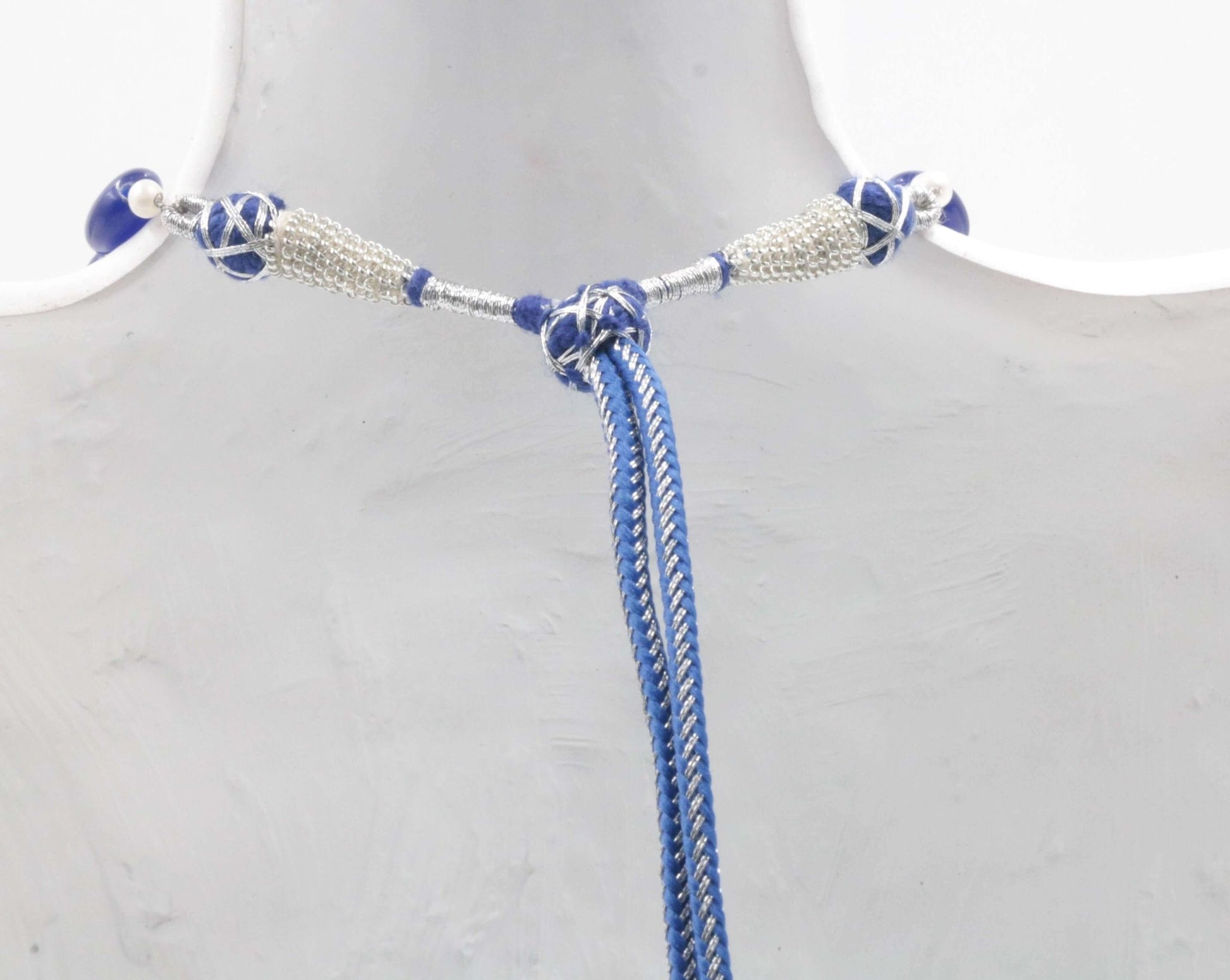 Natural Blue Quartz and Pearl Necklace - Taj Mahal Gems