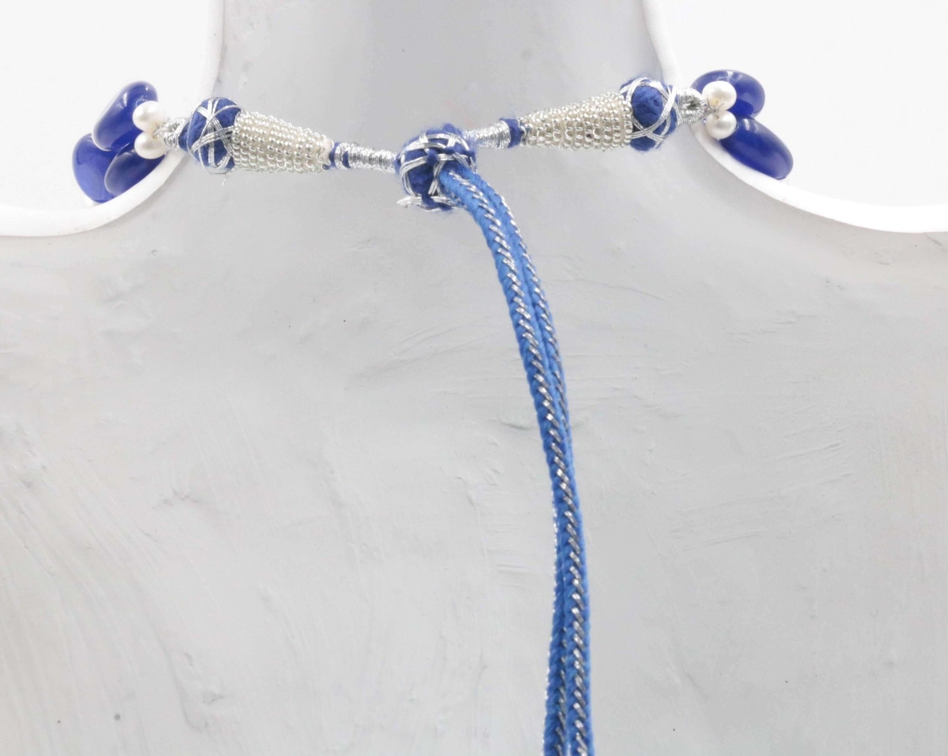 Natural Blue Quartz and Pearl Necklace - Taj Mahal Gems