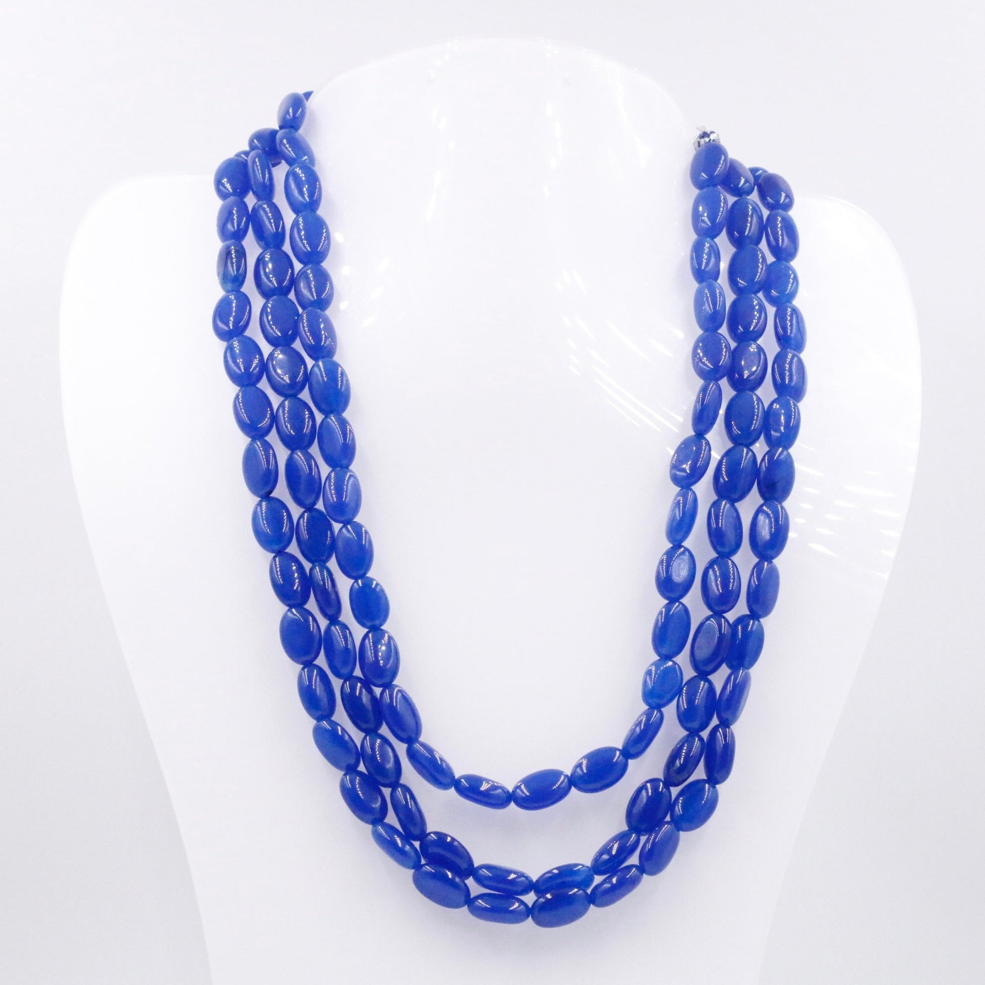 Natural Blue Quartz Beaded Necklace - Taj Mahal Gems