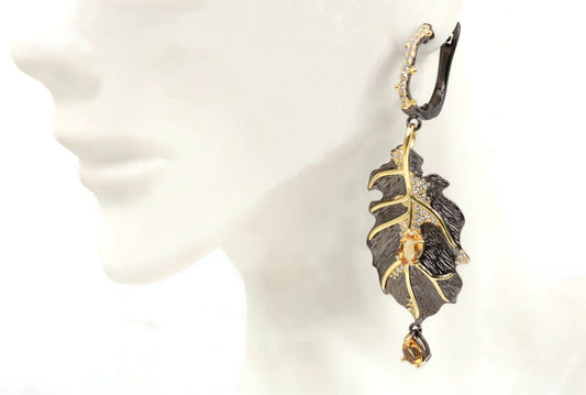 Natural Citrine Leaf Earrings - Taj Mahal Gems