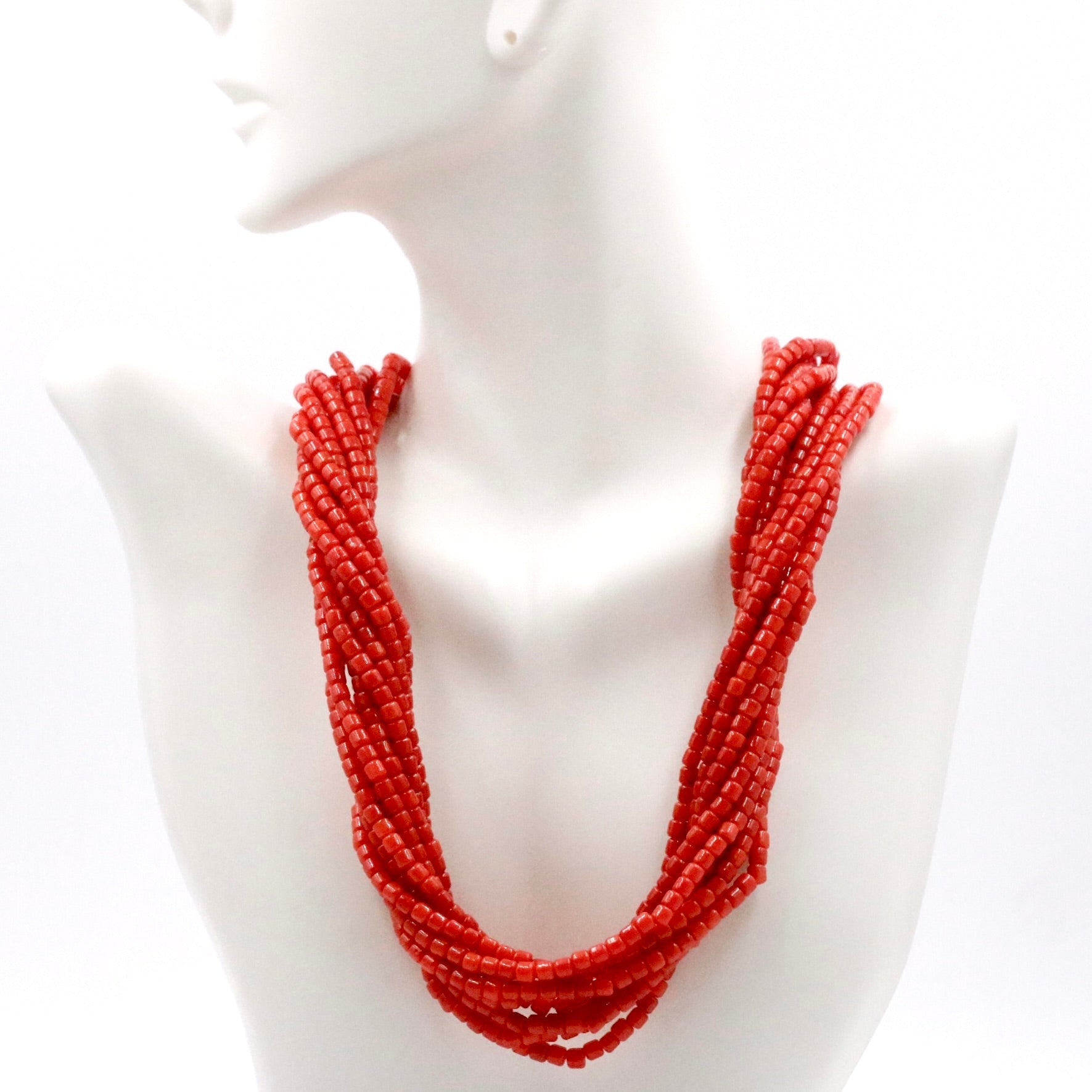 Natural Coral Beaded Multi - Strand Necklace - Taj Mahal Gems