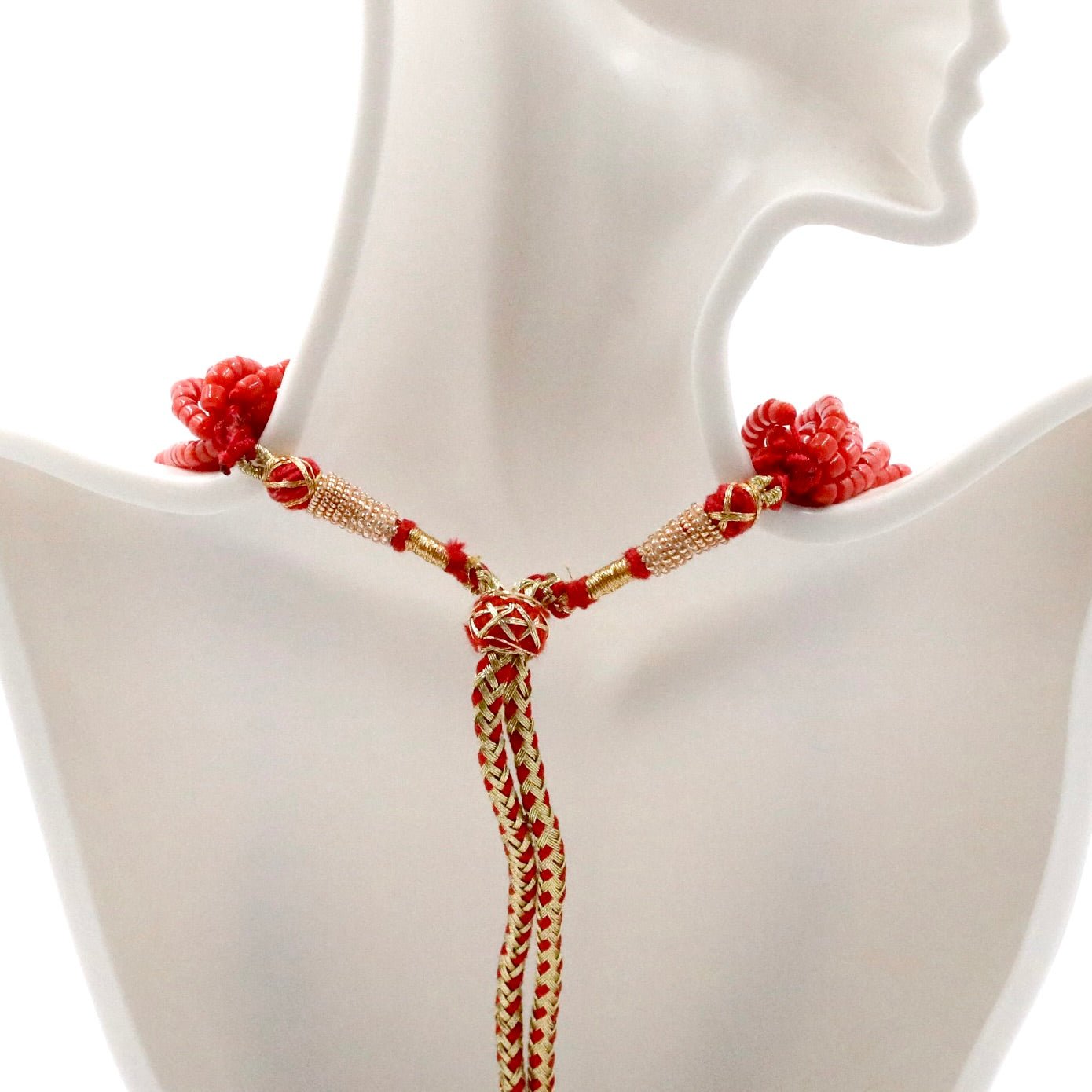 Natural Coral Beaded Multi - Strand Necklace - Taj Mahal Gems