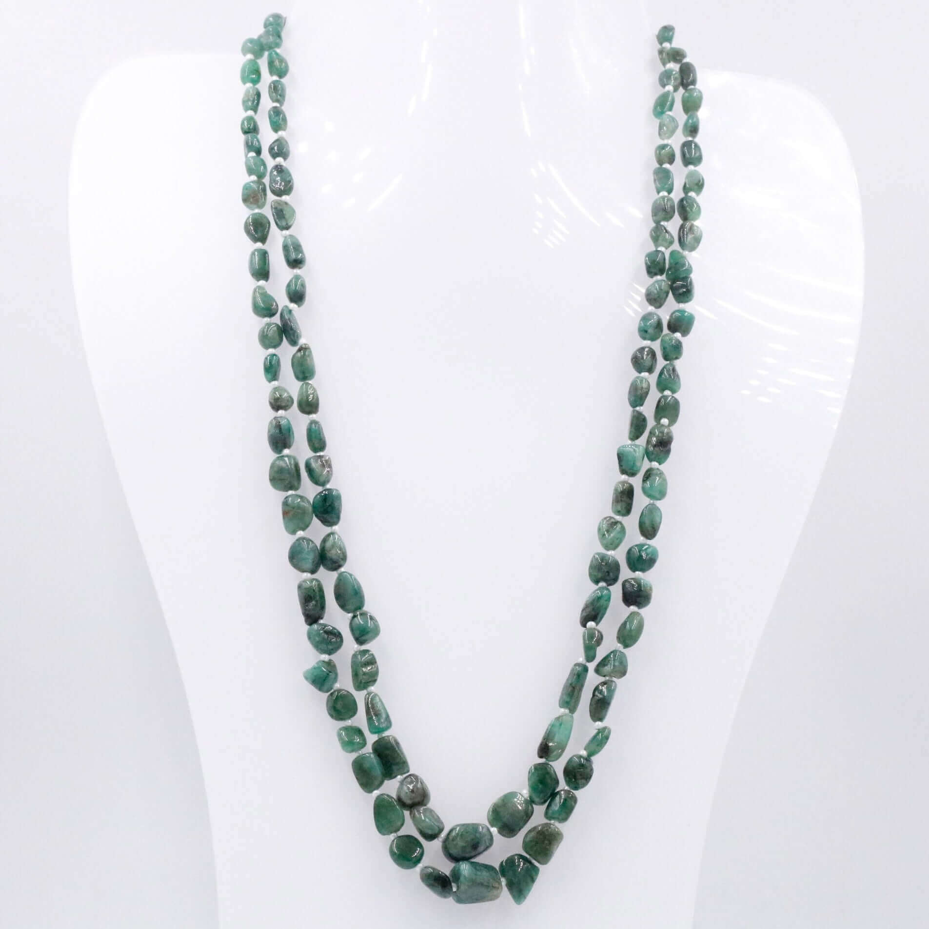 Natural Emerald Beaded Necklace - Taj Mahal Gems