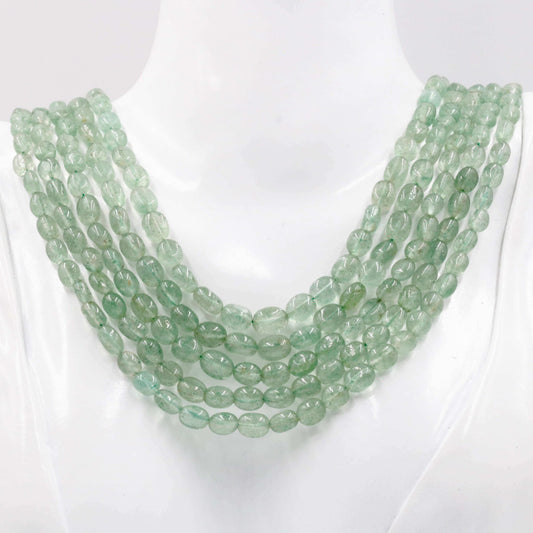 Natural Green Emerald Quartz Beaded Necklace - Taj Mahal Gems