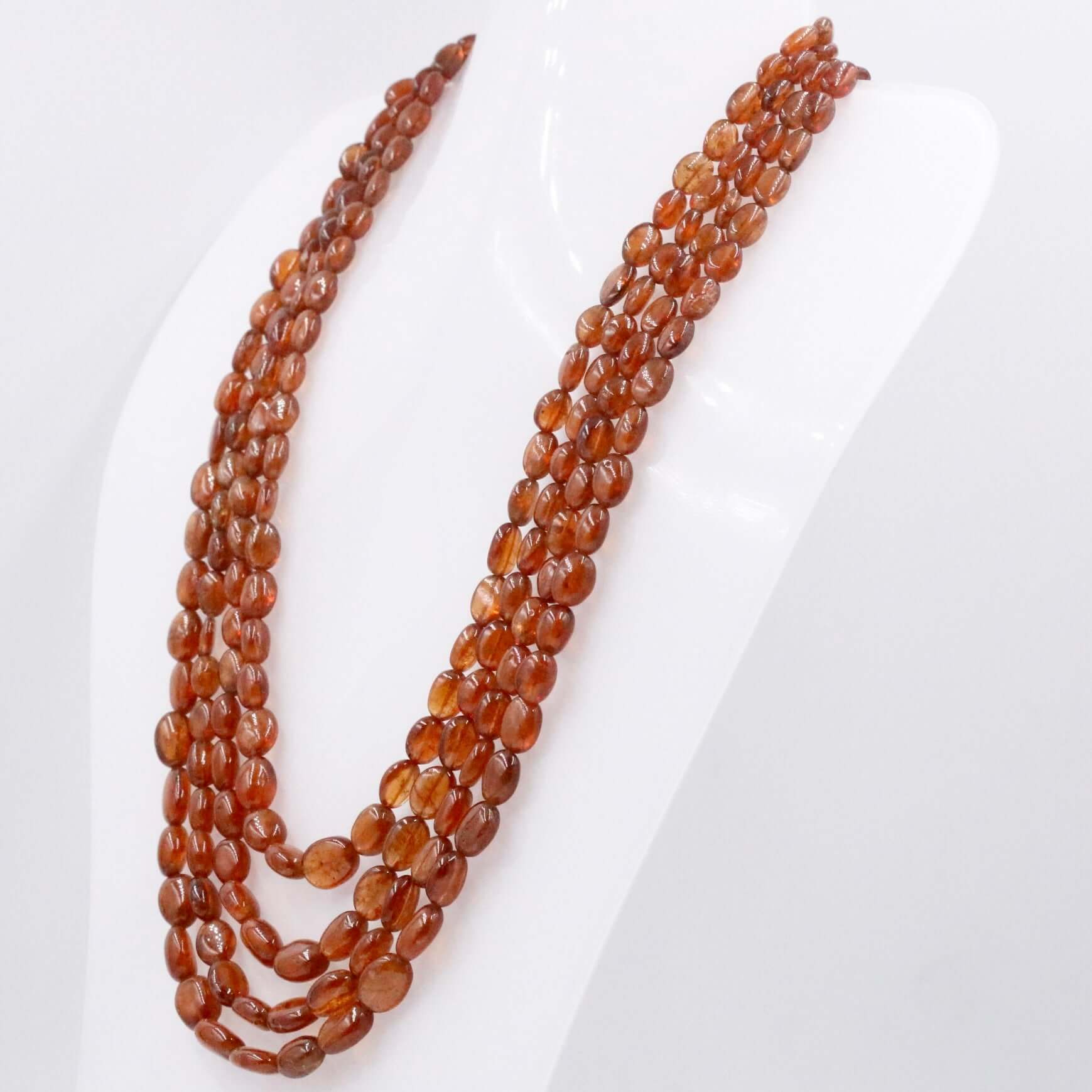 Natural Hessonite Garnet Gemstone Necklace - Taj Mahal Gems