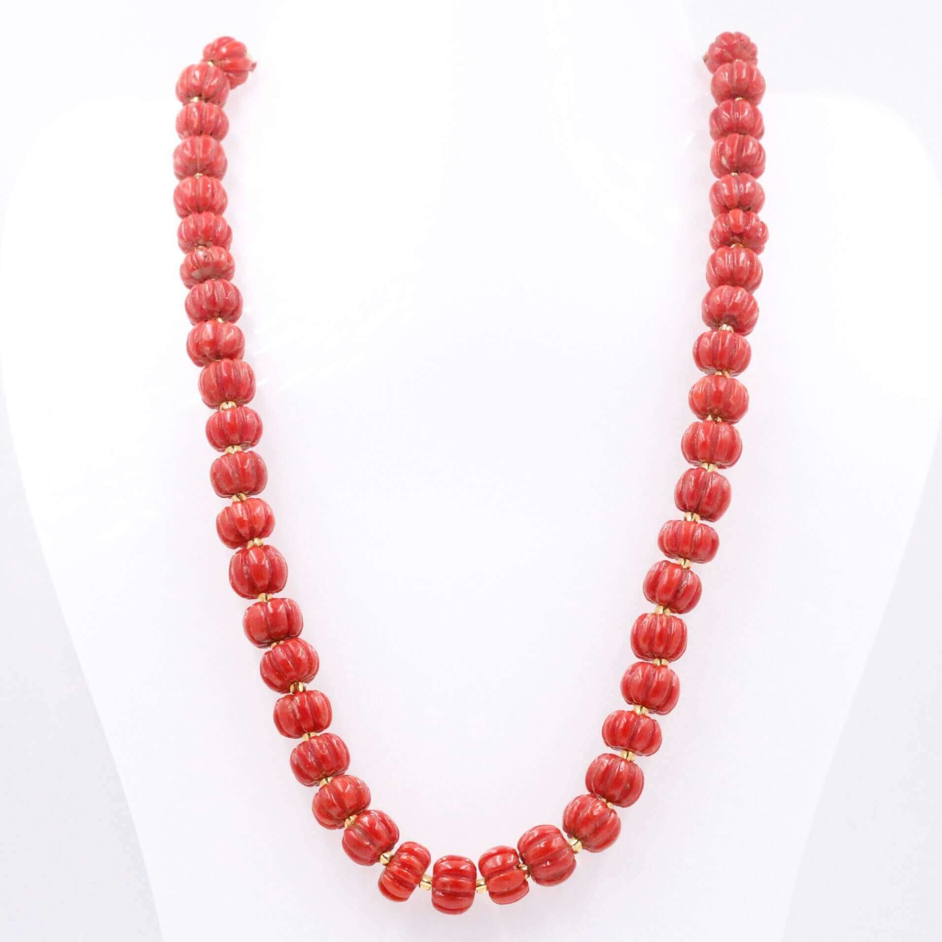Natural Italian Coral Pumpkin Necklace - Taj Mahal Gems